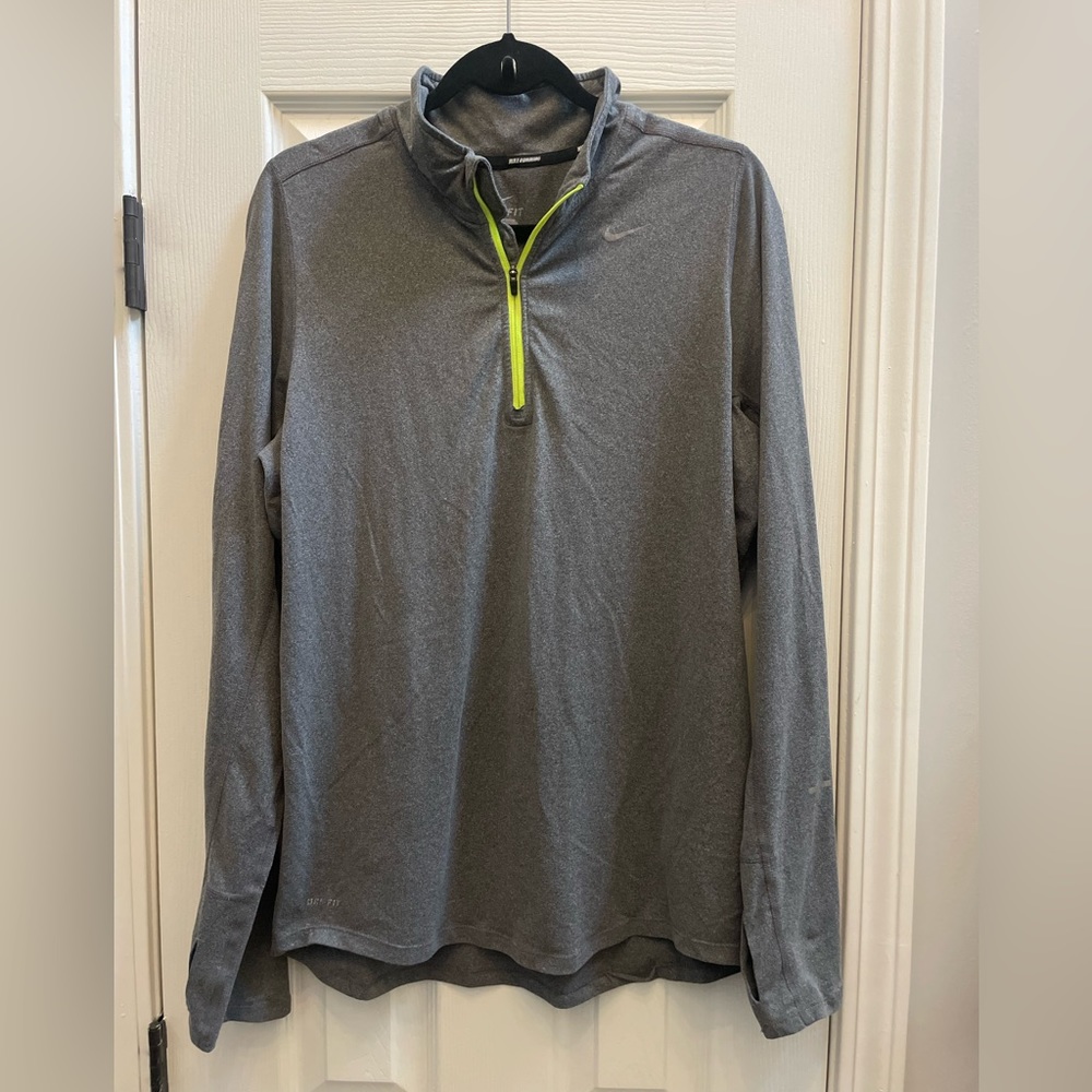 Nike Run, quarter zip shirt, long sleeved, gray, small, S